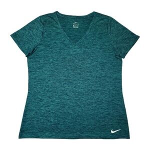 Nike Dri-FIT Womens XL Teal Heather Athletic T-Shirt Swoosh Moisture Wicking